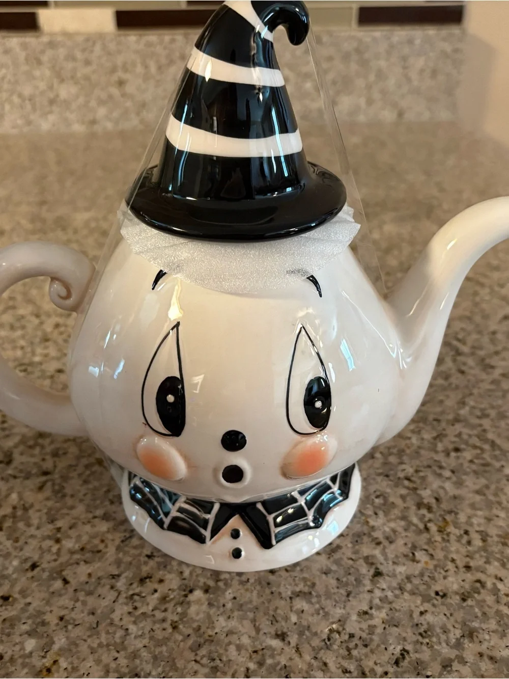 Johanna Parker White and Black Ceramic Ghost Teapot